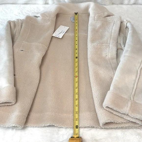 PLM Pascale La Mode Short Faux Wool Shearling, Suede Coat, Button Front, NWT - Picture 14 of 16